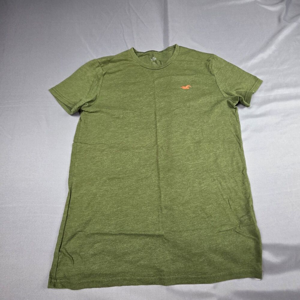 Hollister T-Shirt Men Size Small S Olive Heather Green Short Sleeve Seagull Logo